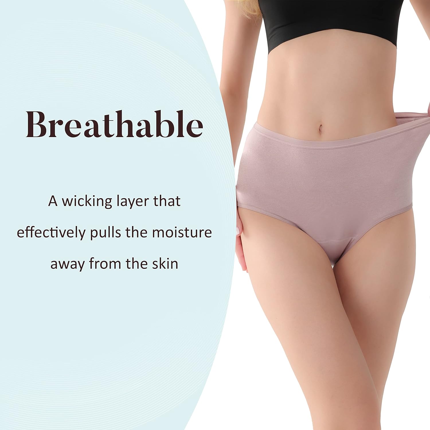 Ropa interior lavable absorbente para incontinencia orina para mujer, bragas de cintura alta para protección contra fugas de vejiga, 2.3 onzas