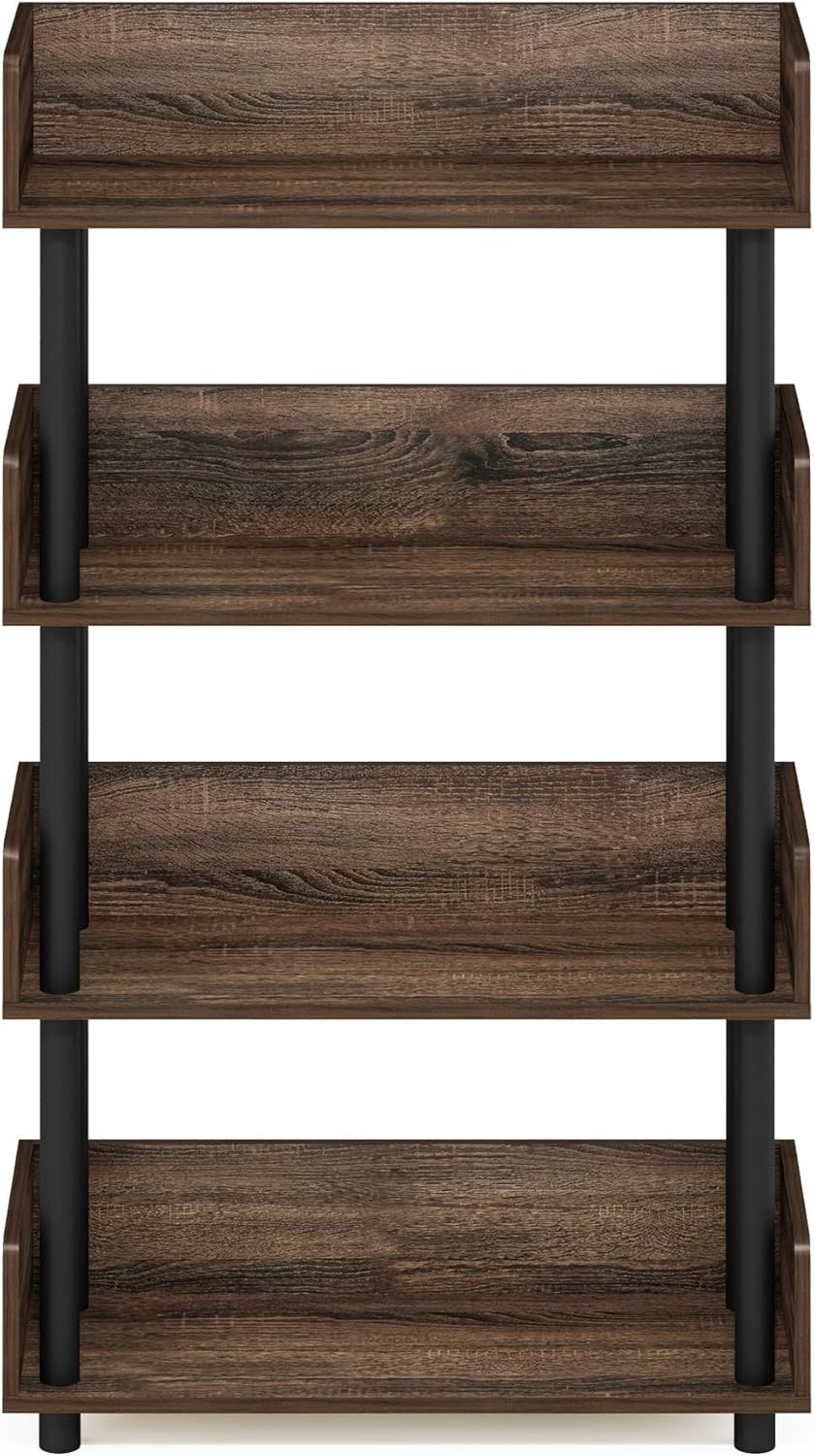 Furinno Turn-N-Tube – Estantería expositora multiusos, de 4 niveles, se monta sin herramientas, color nogal