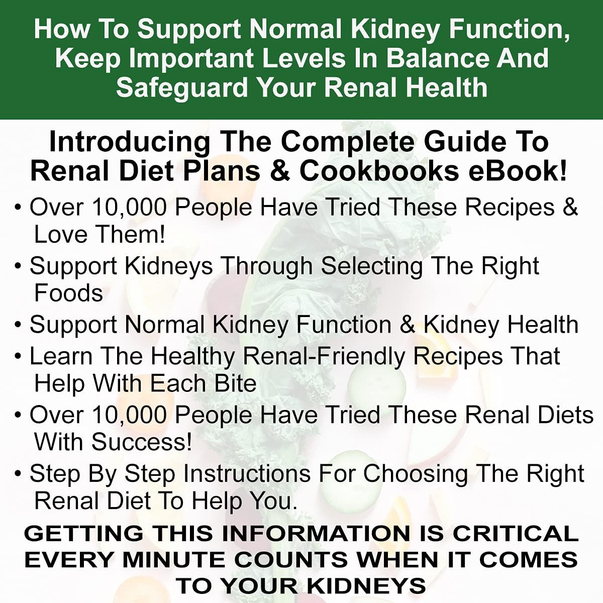 Suplemento de salud renal pura y libro de cocina de dieta renal para rejuvenecimiento, dieta baja en proteínas y suplemento renal. Libro de dieta
