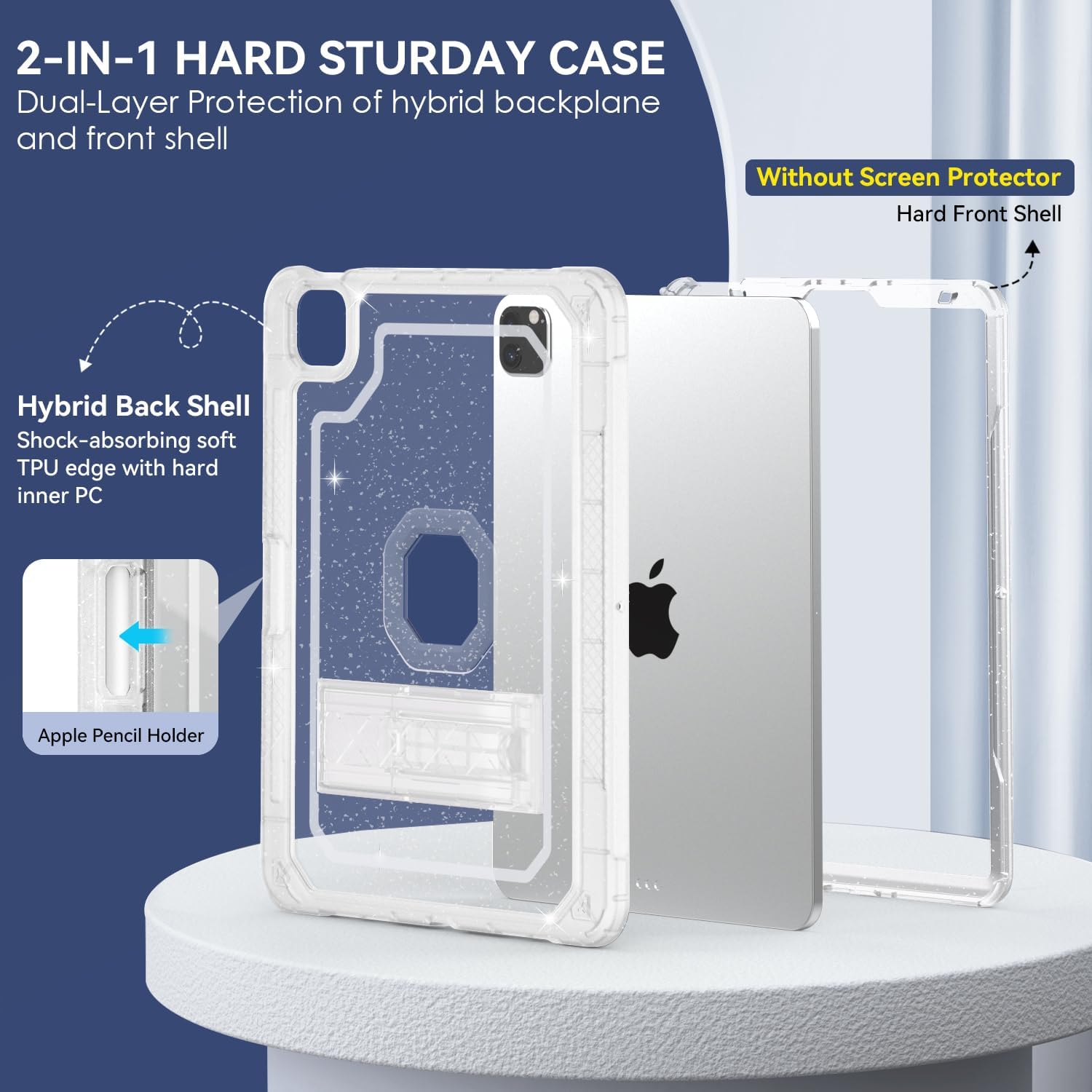 ZoneFoker Funda para iPad Pro de 12.9 de 65433 generación 2022202120202018, funda para iPad Pro de 12.9 pulgadas con soporte para lápices,