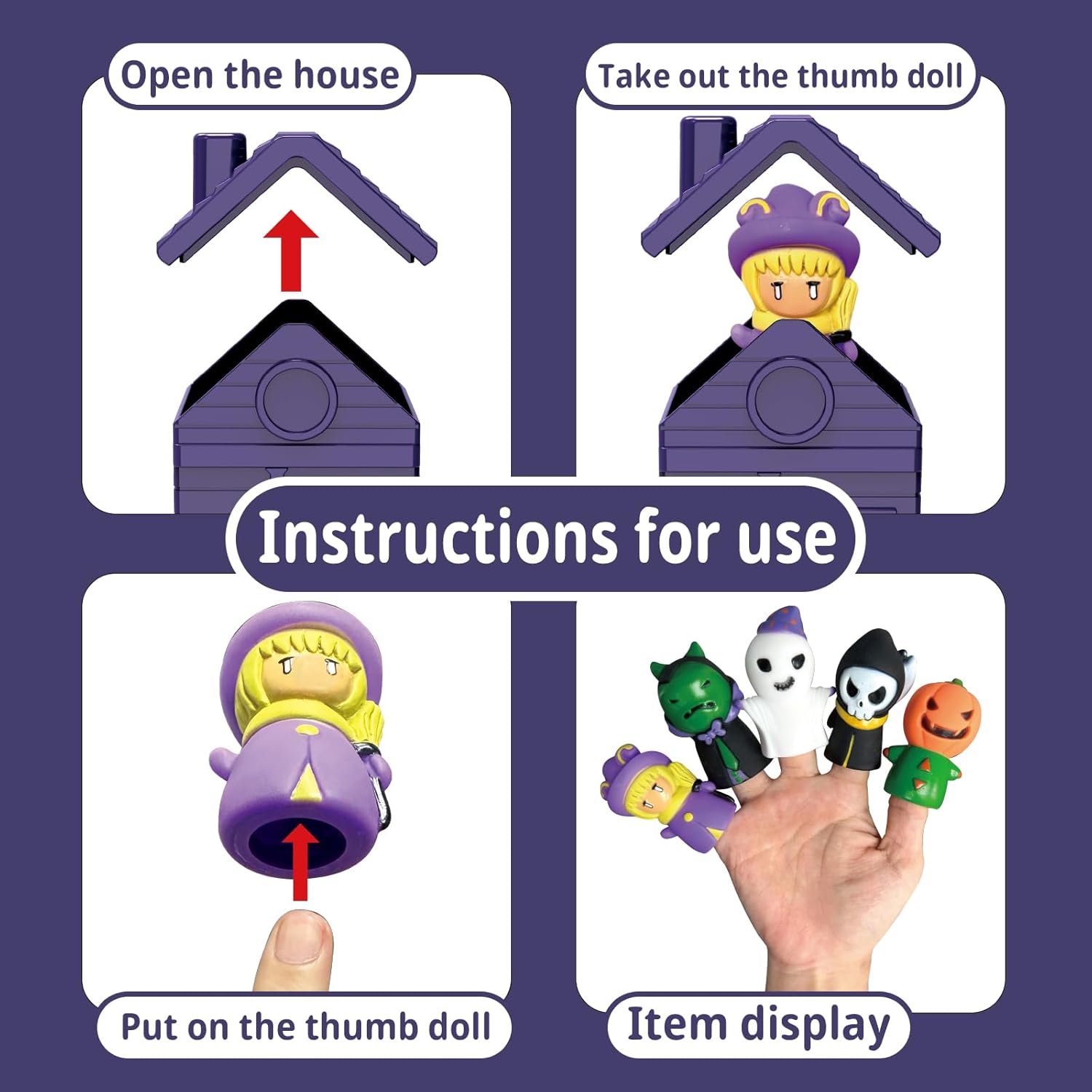 Juguetes de aprendizaje para niños de 1, 2, 3, 4 años, 5 marionetas de dedo de Halloween y 5 graneros para niños, juego de motricidad fina, juguetes
