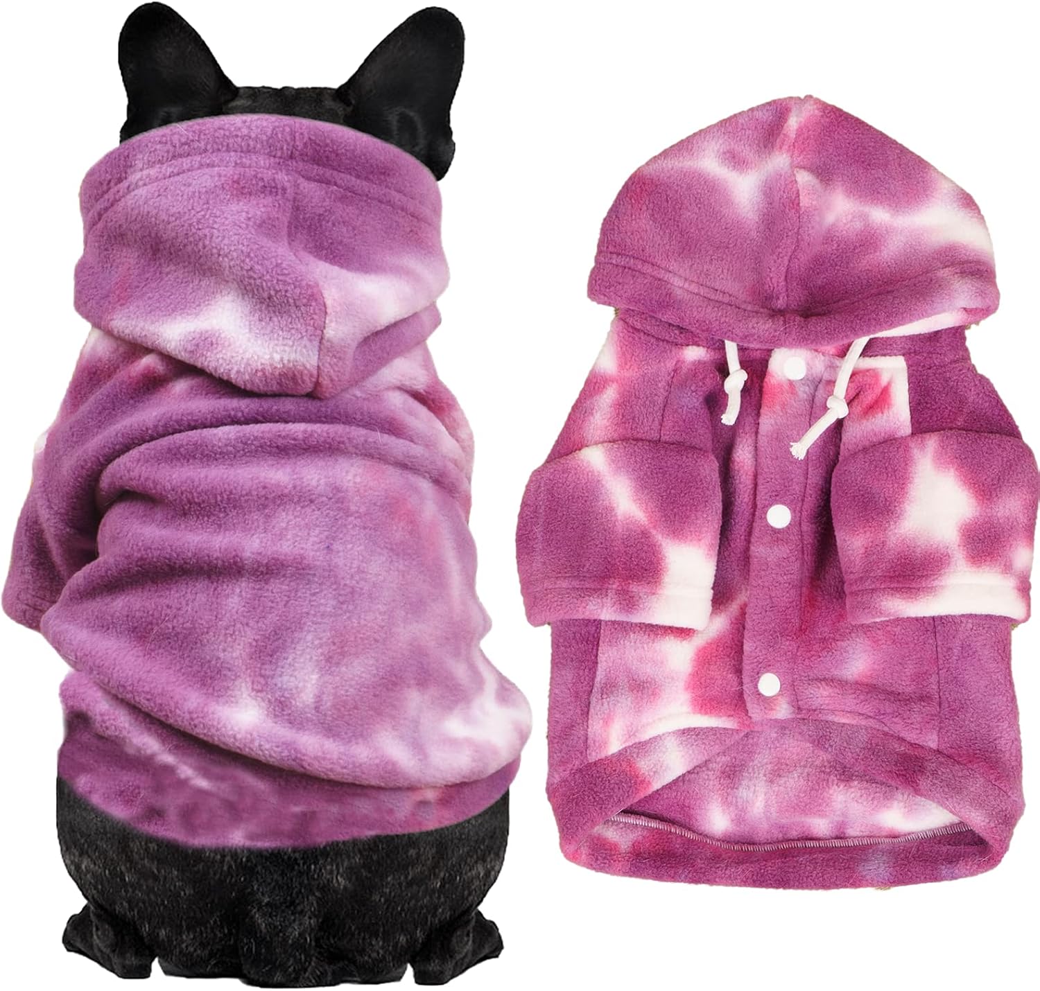 Mklhgty Ropa de perro con capucha de teñido anudado, abrigo de invierno para mascotas, sudaderas para cachorros para perros pequeños, niños y niñas