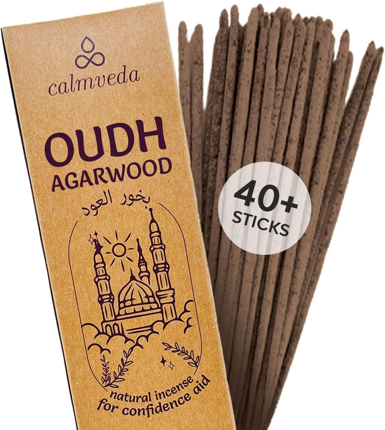 Mystic Oud Varillas de incienso de madera de agar, (40 + varillas, 9 pulgadas) de grosor de resina natural hecho de chips Assam Oudh, limpio sin