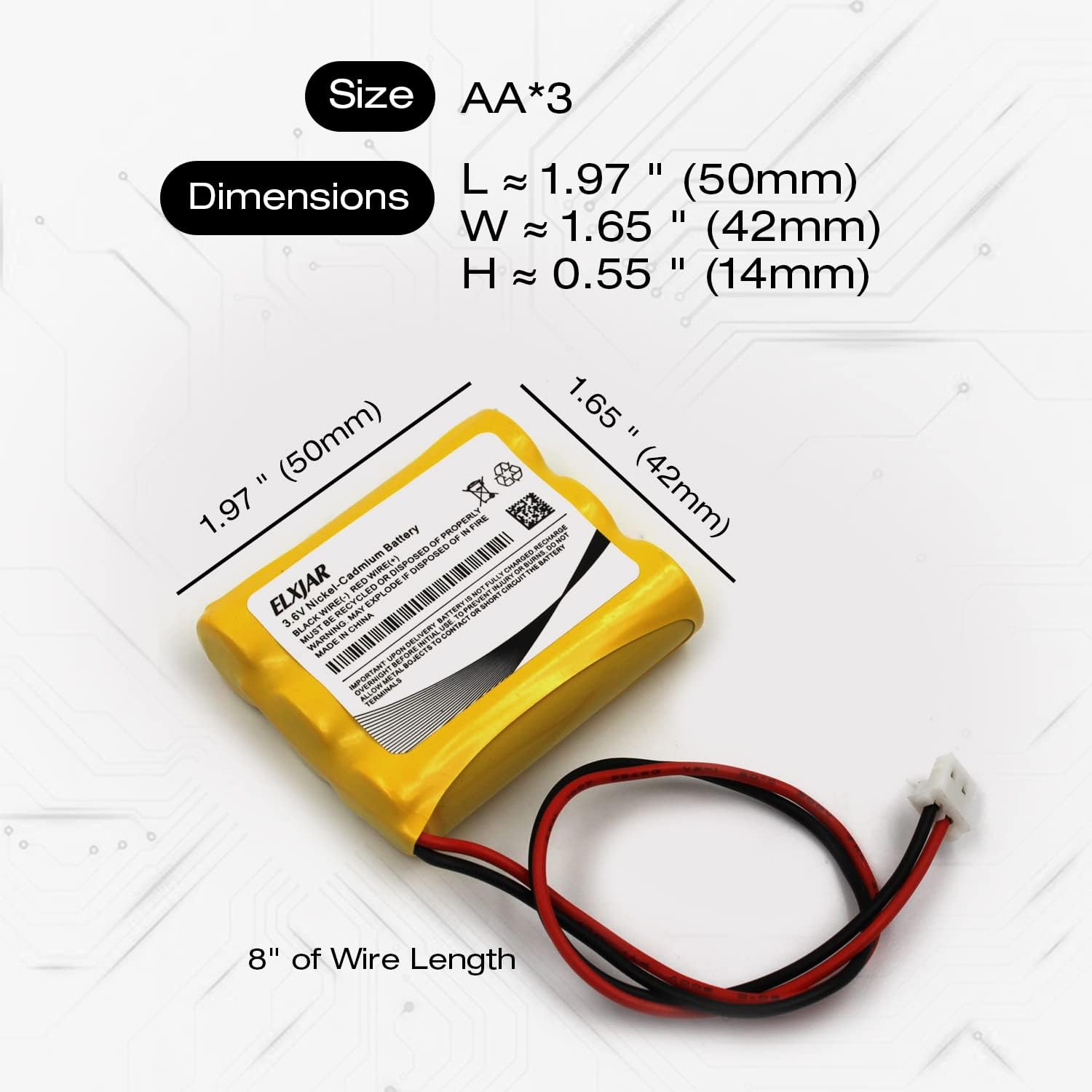 elxjar Paquete de 3 baterías de repuesto para Saft B15CS03 AA B15CS03 Ni-CD de 3.6 V 1000 mAh para Saft B15CS03, luz de emergencia y salida,
