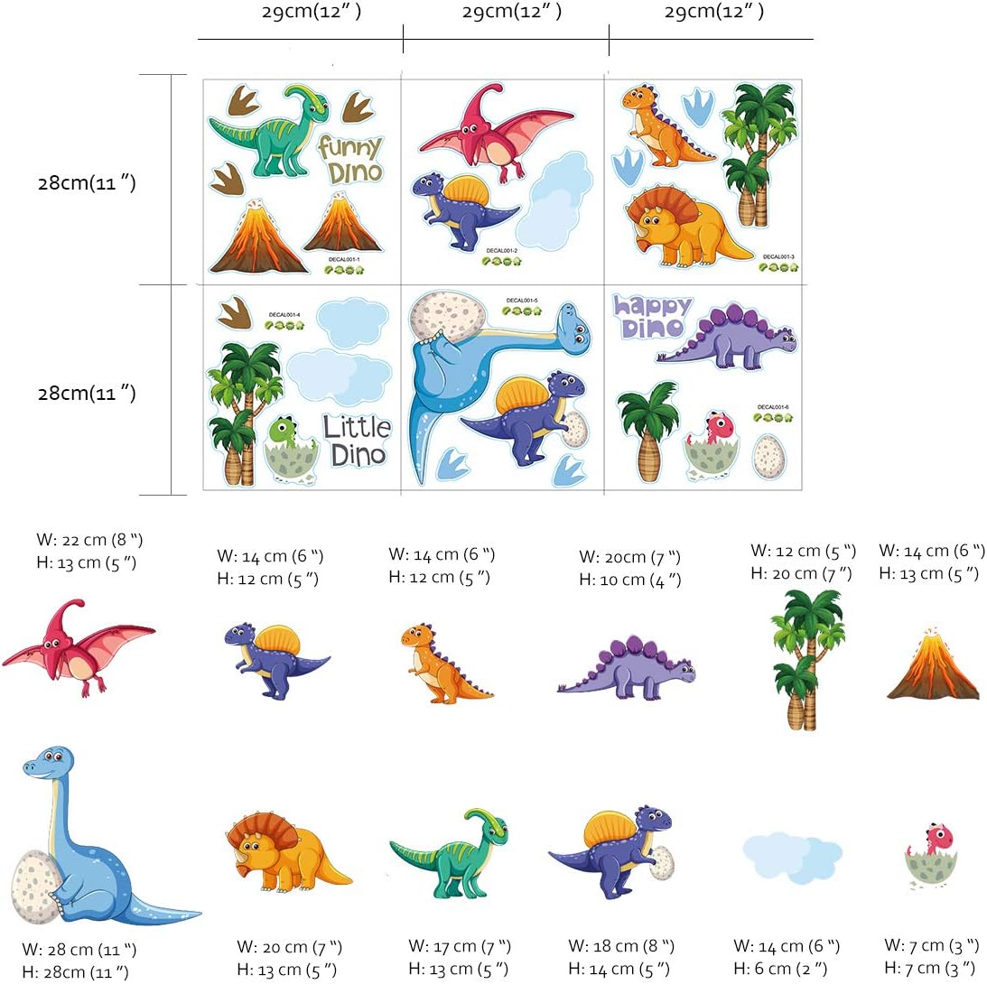 Runtoo Calcomanías de pared de dinosaurio, calcomanías de pared de aventura de dinosaurio, decoración de pared para niños y bebés, habitación de bebé