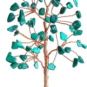 QINJIEJIE Árbol de la vida de cristal de malaquita verde, decoración de escritorio de oficina, decoración de piedra preciosa natural, base de QINJIEJIE Árbol de la vida de cristal de malaquita verde, decoración de escritorio de oficina, decoración de piedra preciosa natural, base de