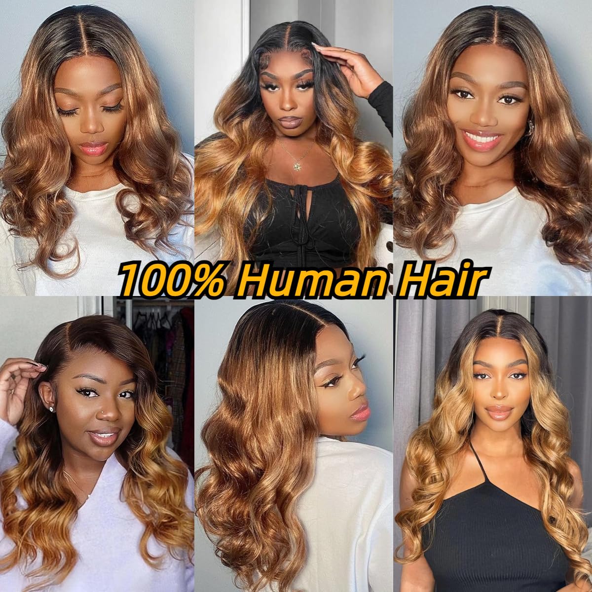Paquetes de cabello humano ondulado con cierre, cabello humano de 2 tonos degradados, 3 paquetes con cierre de encaje 4×4, paquete de cabello humano