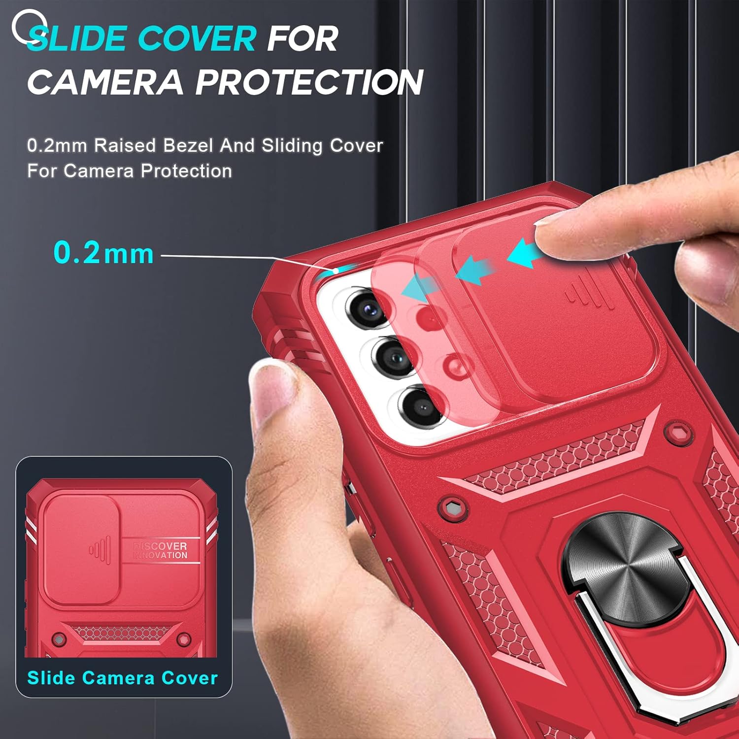 LeYi Funda para Samsung A53 5G Galaxy A53 5G con cubierta deslizante para cámara + 2 paquetes protector de pantalla, funda protectora de cuerpo