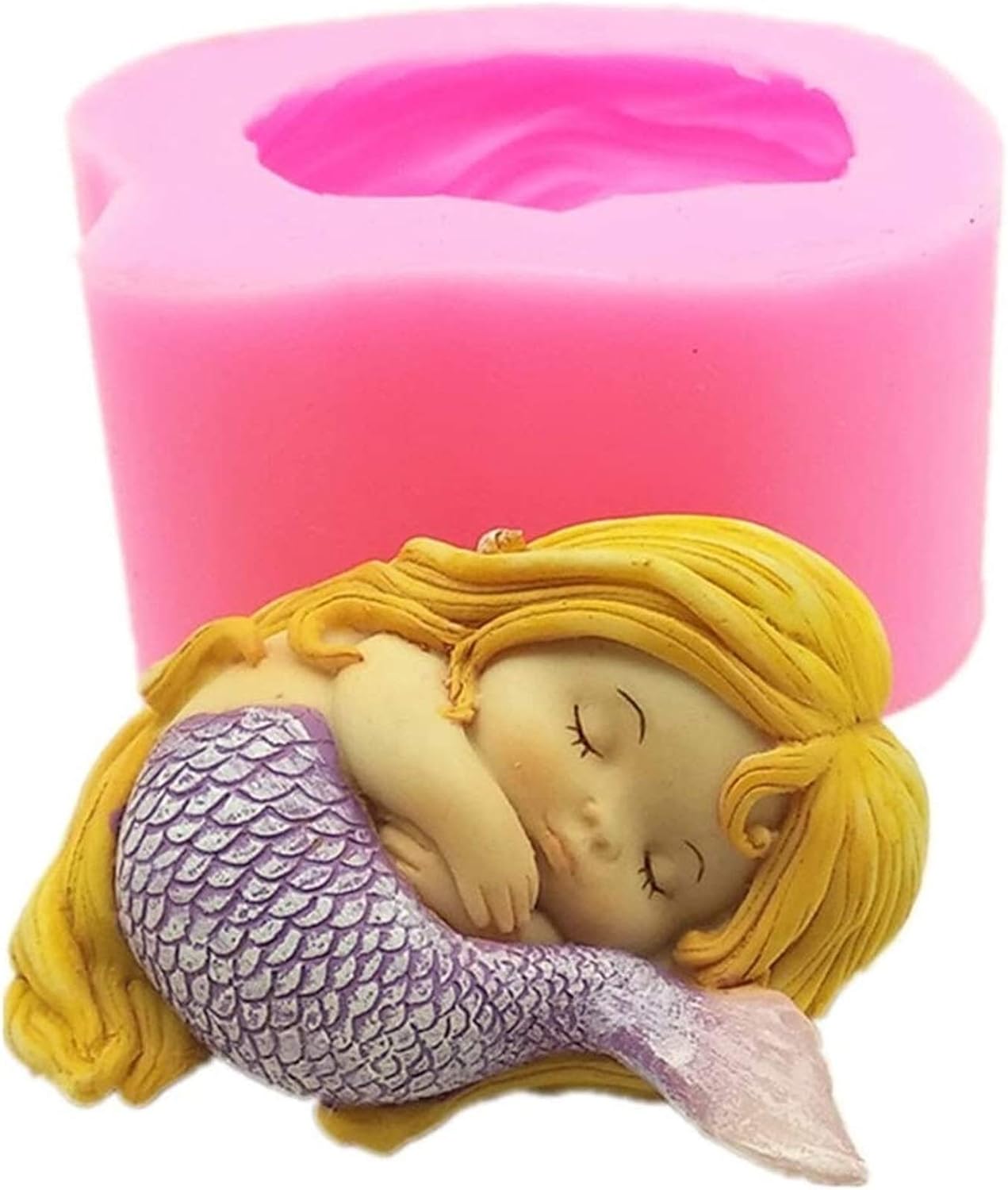 YSCEN – Moldes de silicona para dormir, sirena 3D, diseño de princesa de sirena, manualidades, moldes de jabón hechos a mano, suministros para hacer