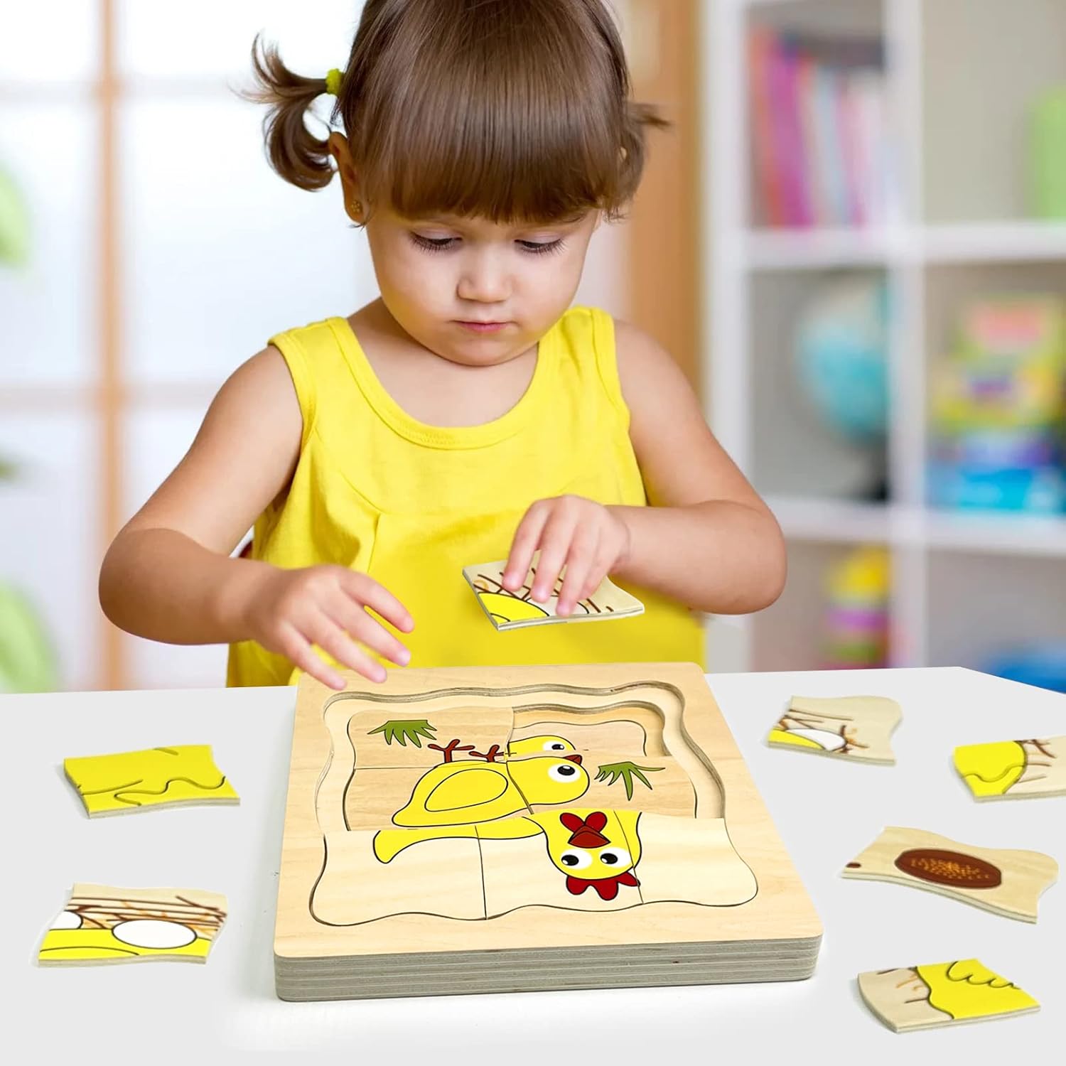 Montessori – Rompecabezas de madera para niños de 4 a 8 años, rompecabezas de ciclo de vida de 4 capas para niños pequeños, rompecabezas educativos