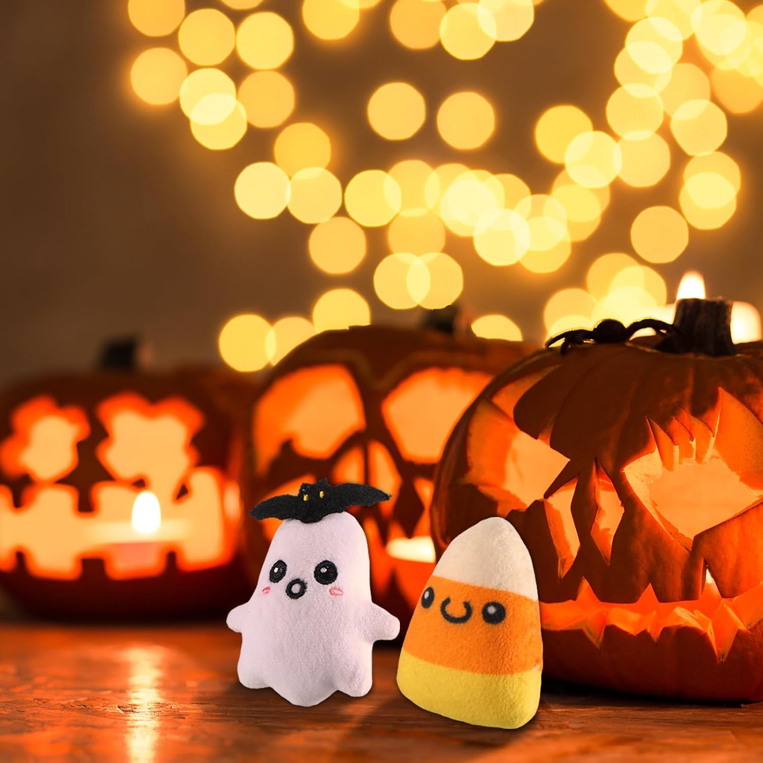 Liliful 12 juguetes de peluche de Halloween suaves animales de peluche Boo Ghost Corn Candy Set Halloween fiesta cumpleaños regalos para decoración
