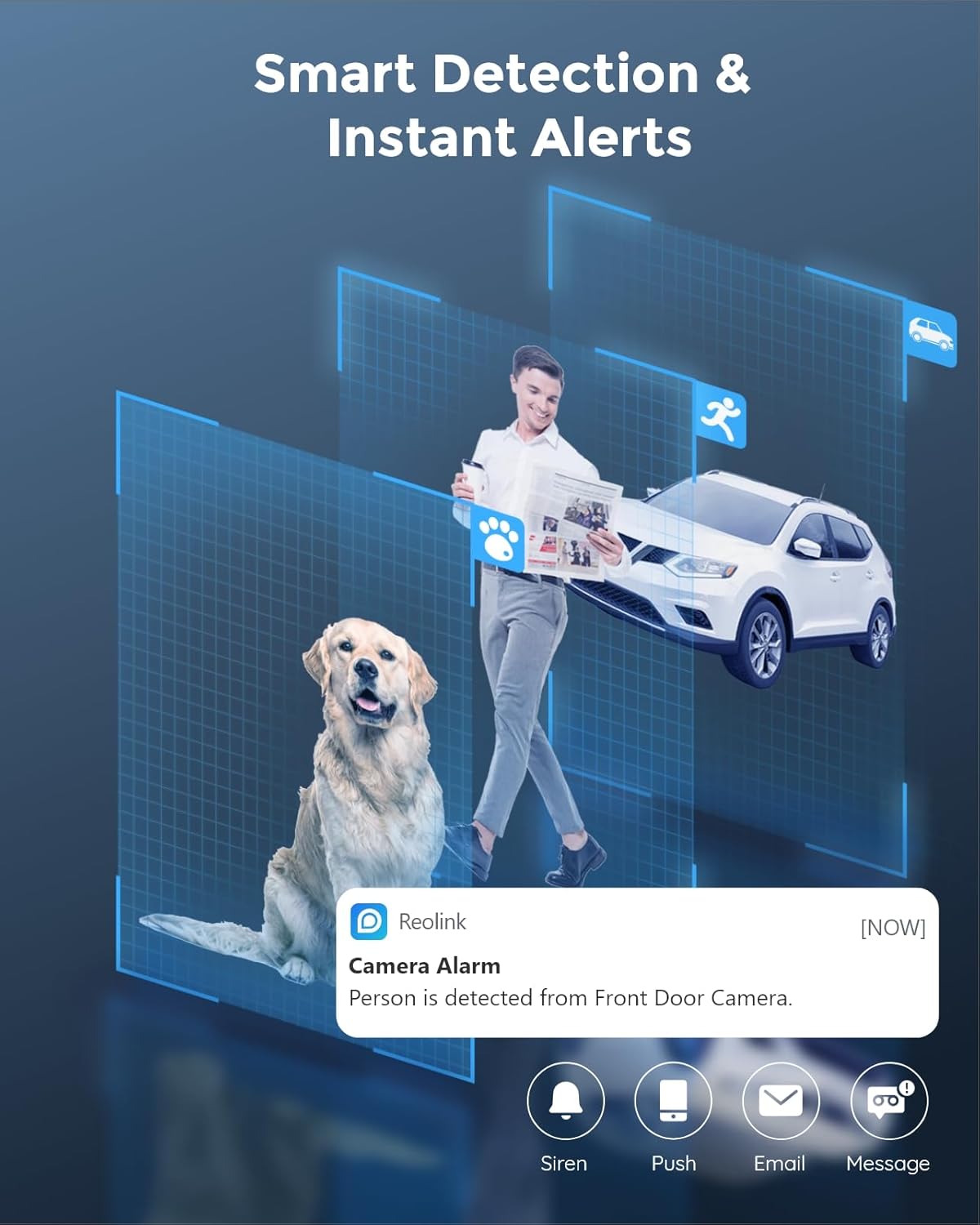 REOLINK Sistema de cámara de seguridad inalámbrica 4K, 4 cámaras WiFi 6 enchufables para exteriores 4K8MP, visión nocturna a color, detección de