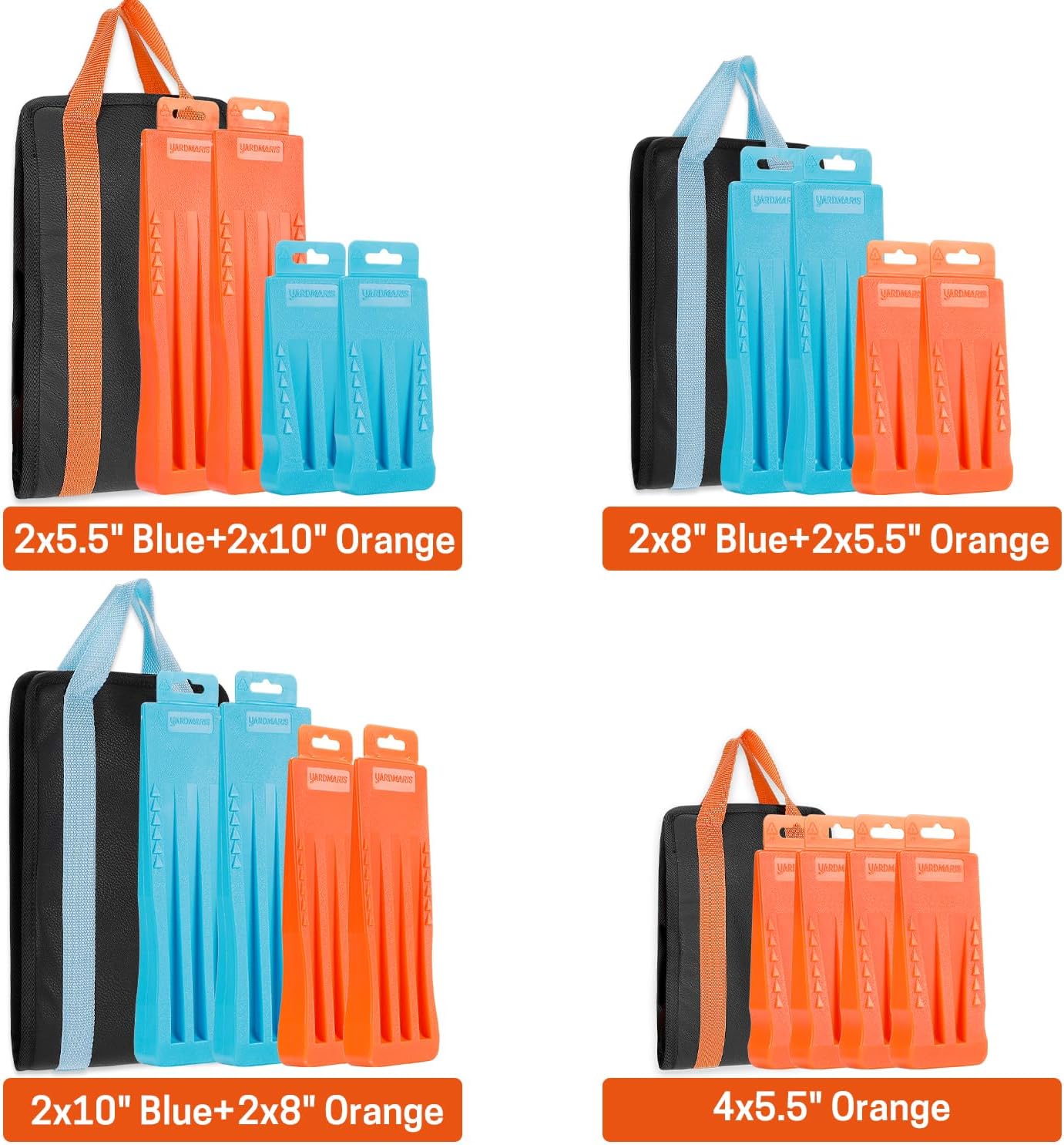 4 cuñas de tala de árboles, cuñas de motosierra con púas con bolsa, cuñas para cortar árboles de forma segura, tala (4 x 5 naranja)