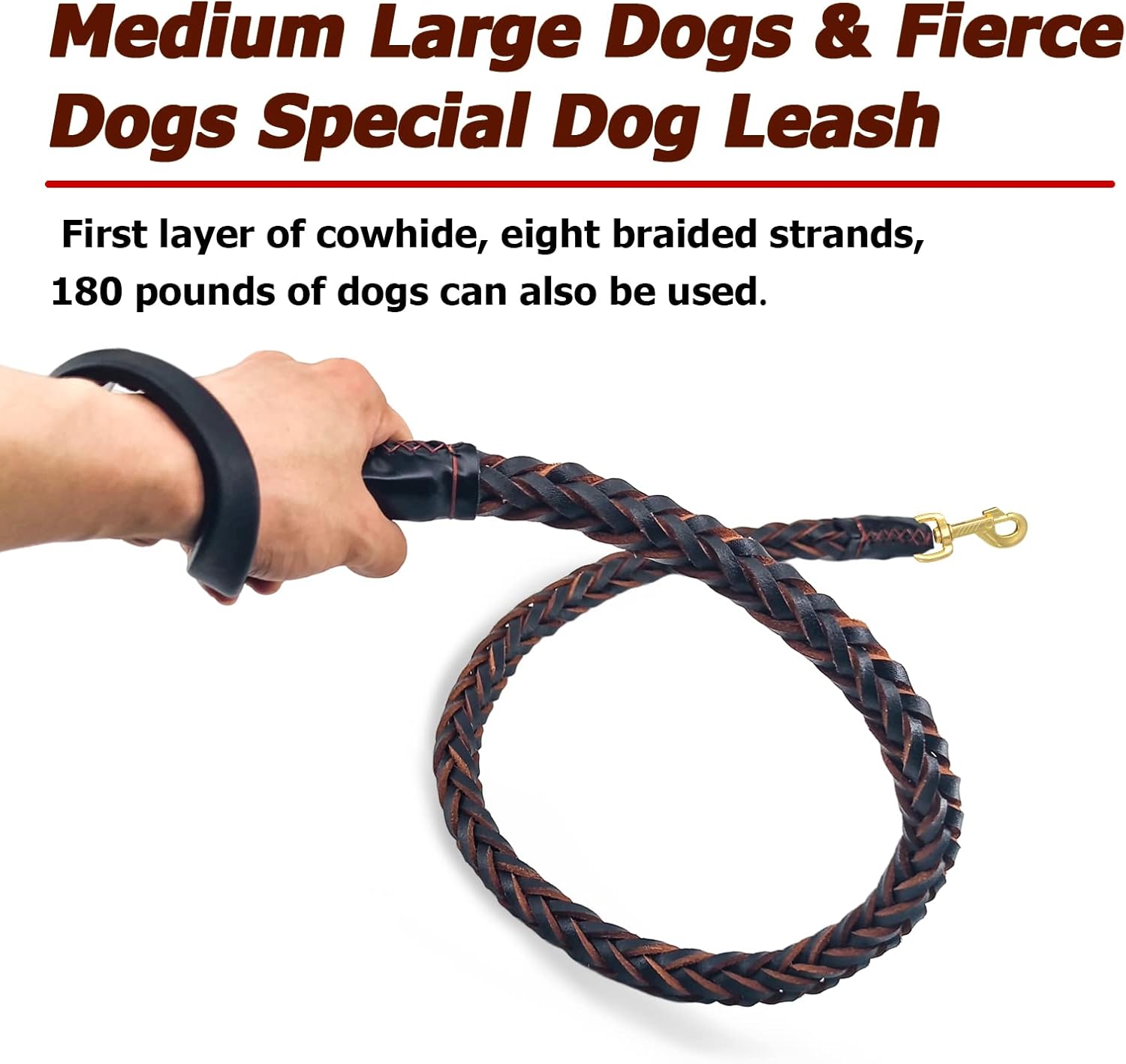 Correa de cuero para perro, correa trenzada duradera para entrenamiento de perros, correas de cuero resistente, correa de cuero suave y cómoda para