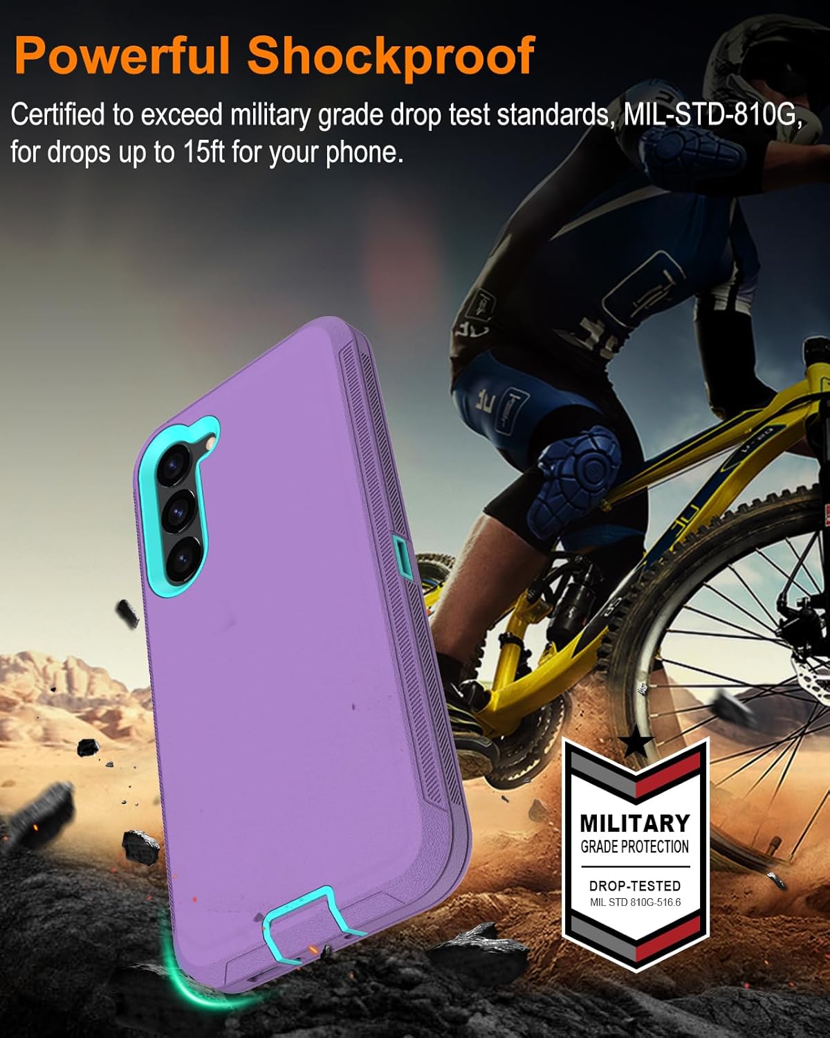 Aliruke Funda para Samsung Galaxy S23, con protector de pantalla, protección de puerto, cubierta de goma de silicona antideslizante de cuerpo