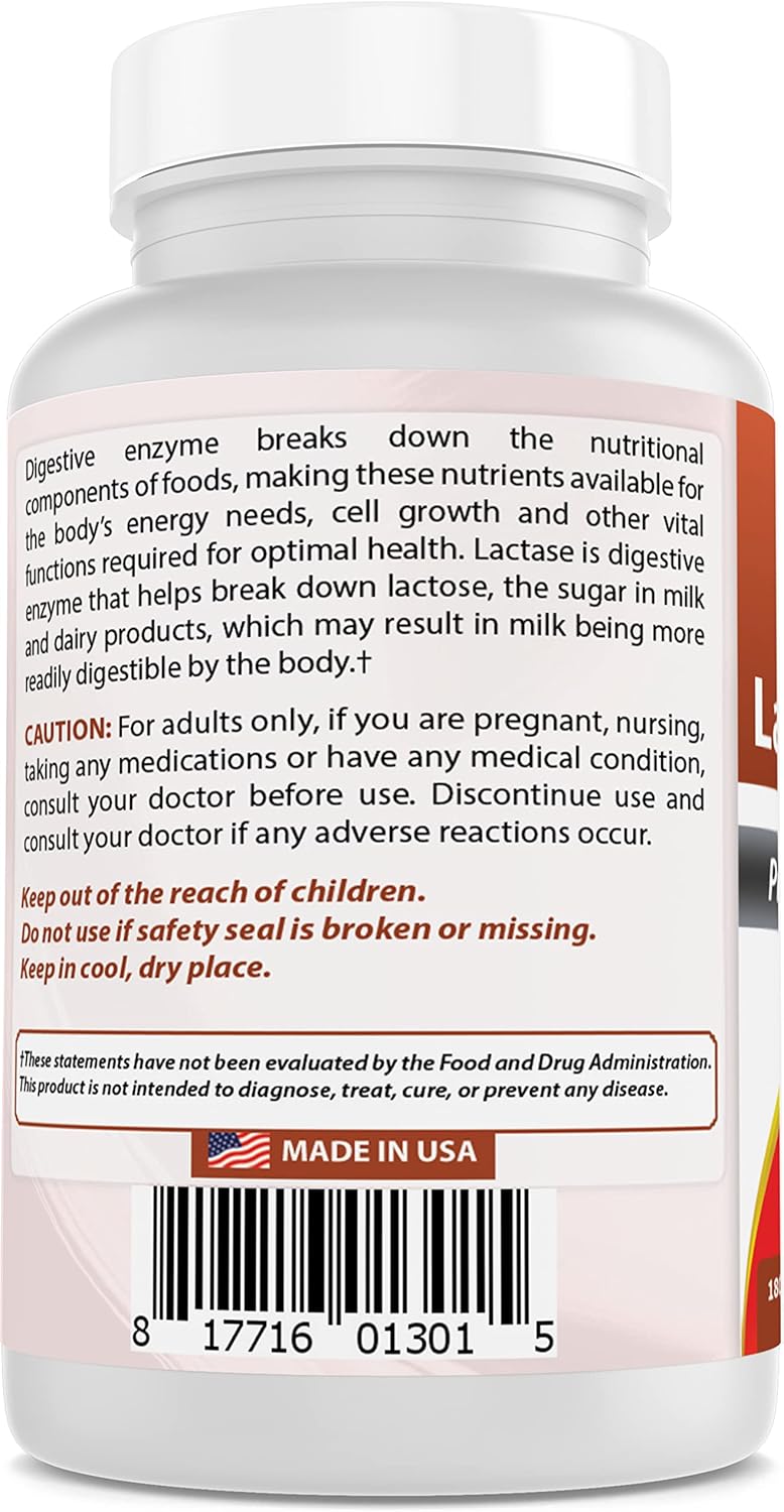 Best Naturals Tabletas de alivio de intolerancia a la lactosa con enzima lactasa natural, lactasa de acción rápida de alta potencia, 9000 ALU FCC,