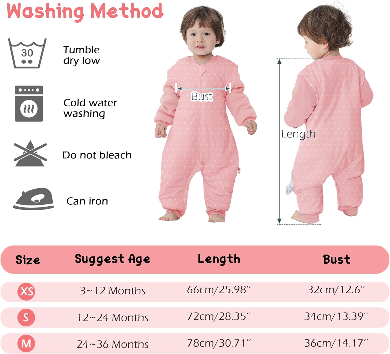 LAT Baby Sleep Bag with Feet Winter, Wearable Blanket, Warm Sack for Toddler Thicken 2.5 TOG-Removable Sleeves