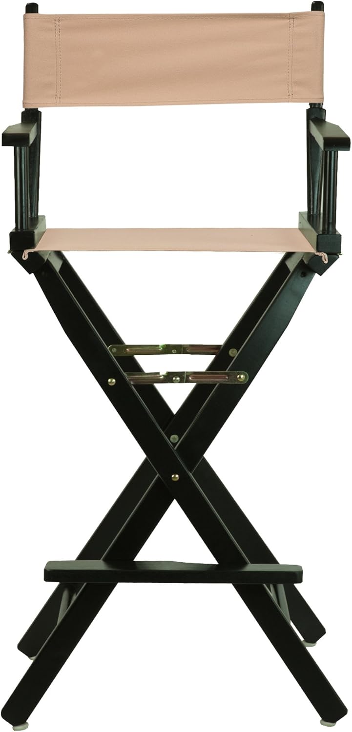 Casual Home – Silla de director de 30in, marco negro, con lienzo color bronceado, altura de barra