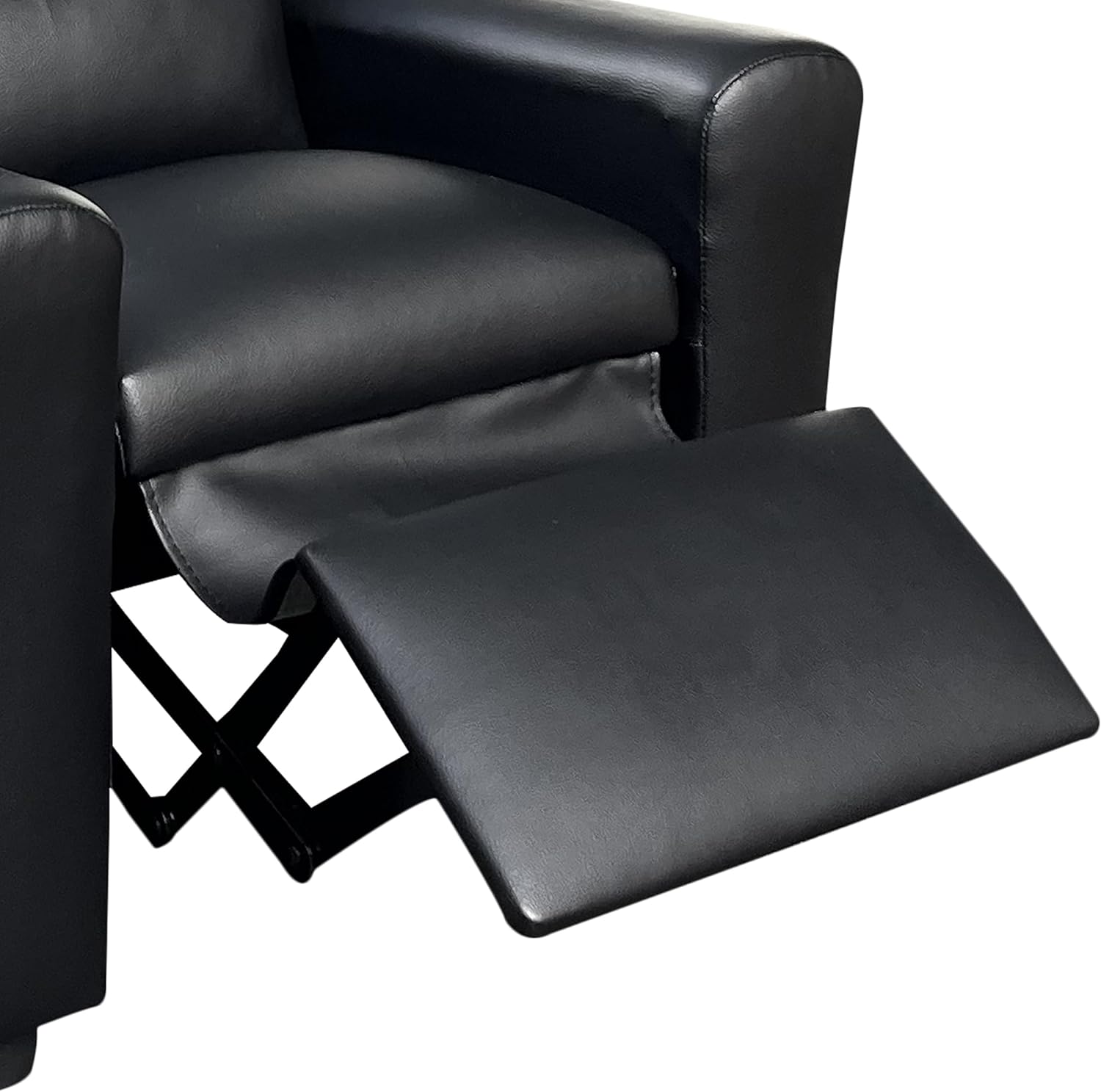 Silla reclinable moderna de piel sintética para niños con soporte para tazas, ajustable 2 en 1, sofá individual para niños y niñas (negro)