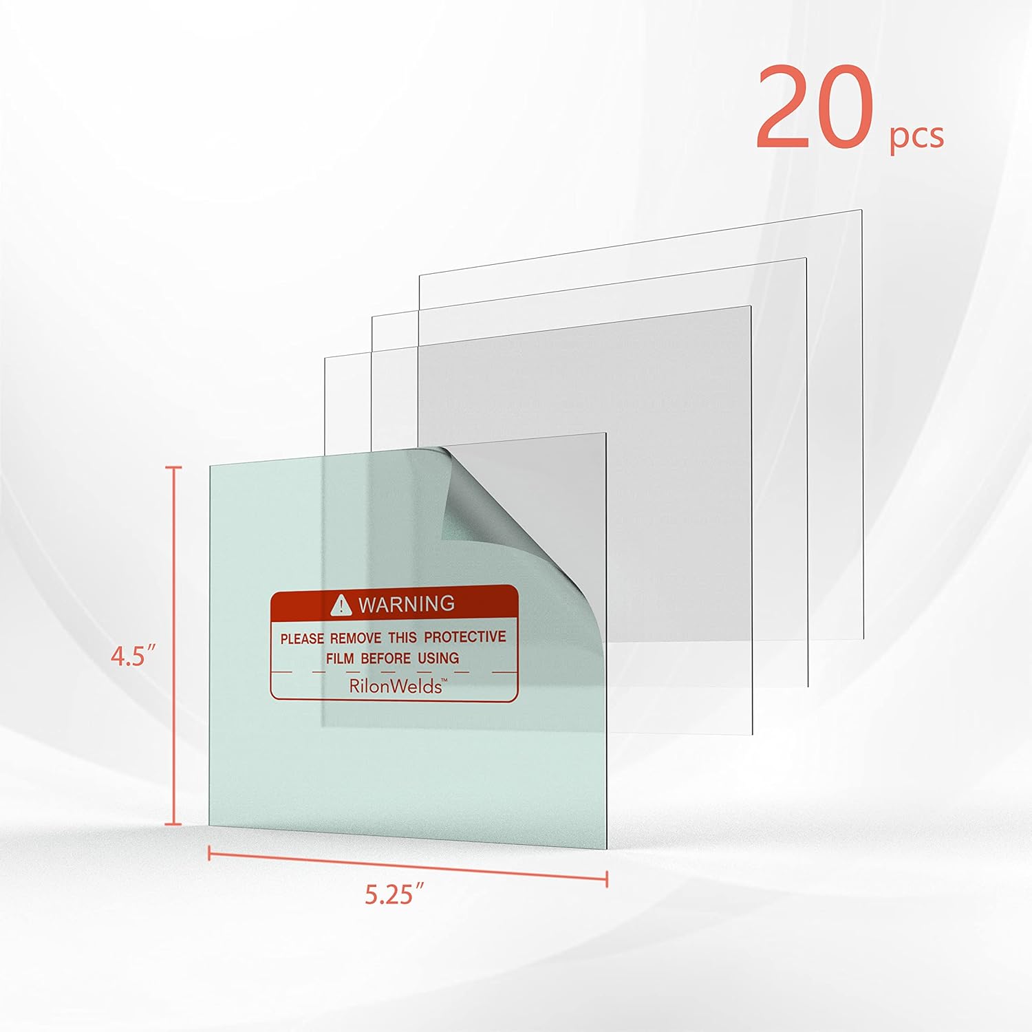 Lente de cubierta de soldadura, 20 unidades, 4.5 x 5.25 pulgadas, repuesto para casco de soldadura, lente exterior transparente y resistente a altas