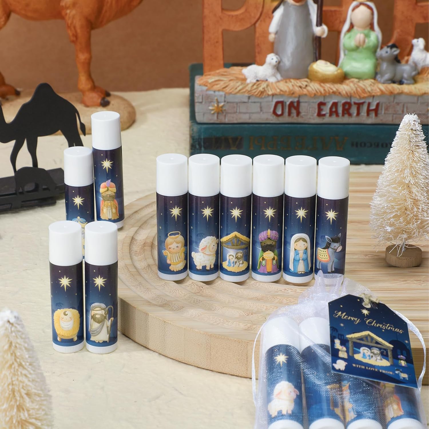 50 unidades de bálsamos labiales de Navidad, regalos de Navidad a granel, regalos de fiesta religiosa cristiana, regalos de fiesta de Navidad,