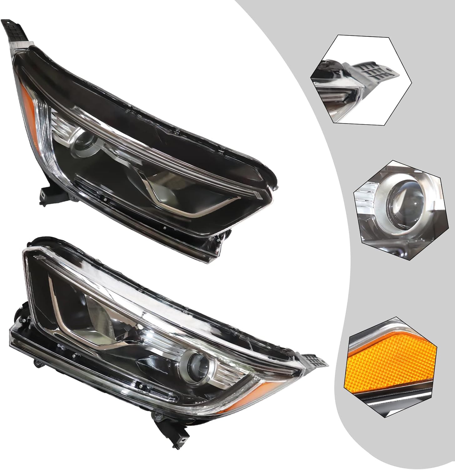 CNCEST Par de faros delanteros halógenos LED DRL  Carcasa Balck lente transparente  Ajuste directo  Para Honda CRV 2017 2018 2019 2020 2021