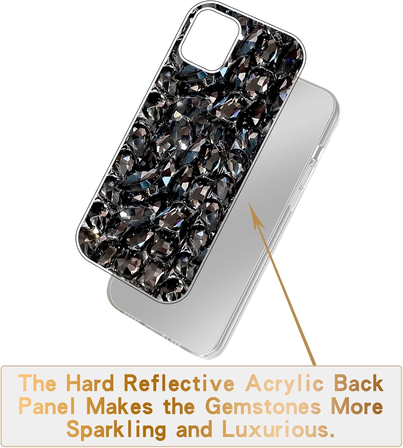 Cavdycidy Funda compatible con iPhone 15 Pro para mujer, funda de lujo muy brillante con diamantes de imitación de cristal brillante 3D con