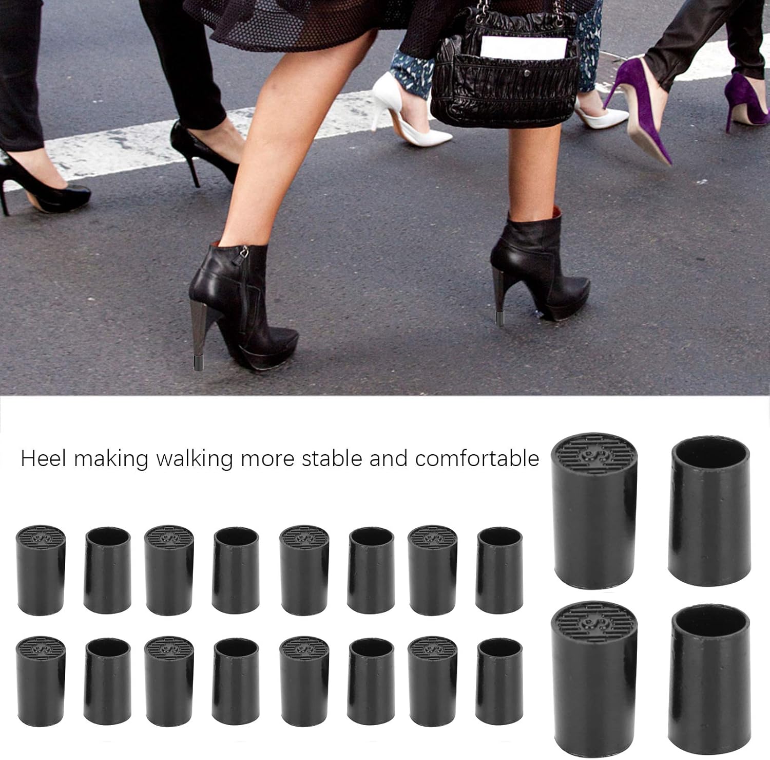 Puntas rápidas para el talón, color negro con una capa extra de poliuretano para reparar el talón, 10 pares de fiestas antideslizantes para