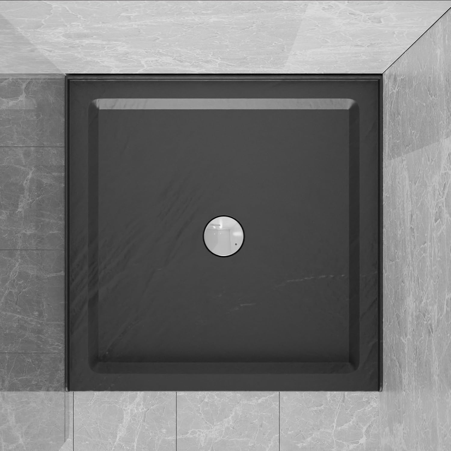 Goodyo Base de ducha de 36 x 36 pulgadas, base de ducha de 3.5 pulgadas de altura antideslizante de acrílico de un solo umbral, color negro pizarra