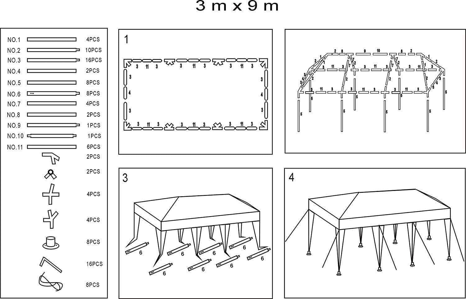 Tienda de campaña de 10 x 30 pies para exteriores, toldo de kiosco, fácil de instalar, para fiestas de barbacoa, eventos, con paredes laterales