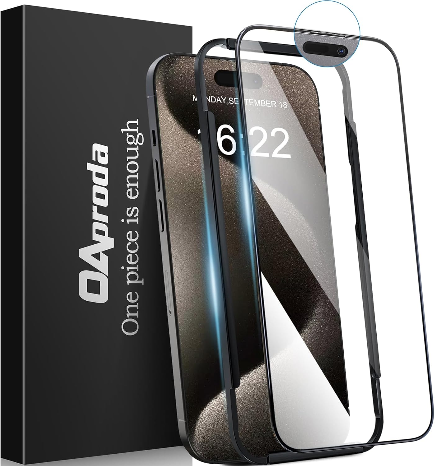 OAproda 1 pieza más fuerte que 3 piezas  Protector de pantalla integrado a prueba de polvo para iPhone 15 Pro Max protección completa 9H+
