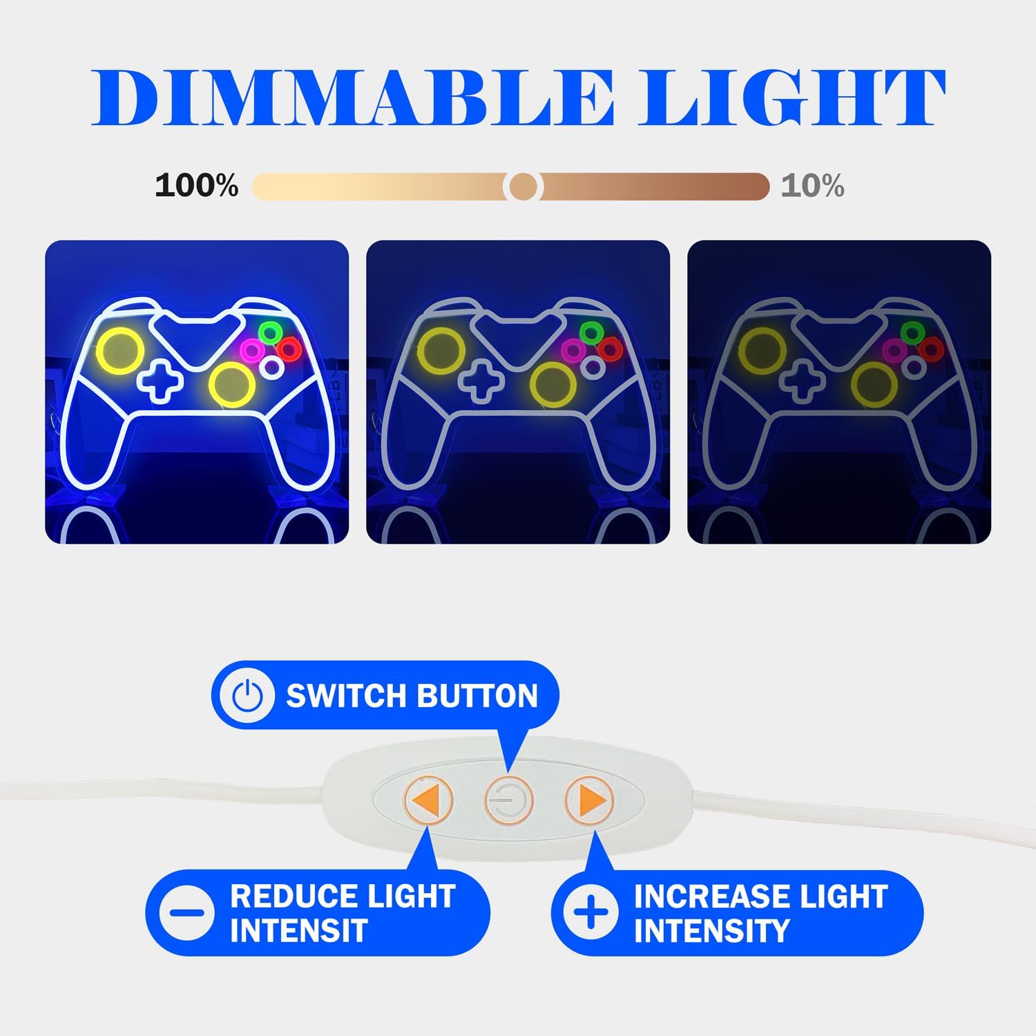 Letrero de neón para videojuegos, luces de neón para videojuegos, controlador de control de gamepad para decoración de sala de juegos, letreros
