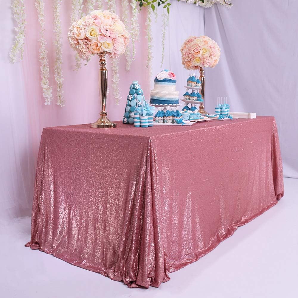 Mantel rectangular dorado con lentejuelas Trlyc, 60 x 120 pulgadas
