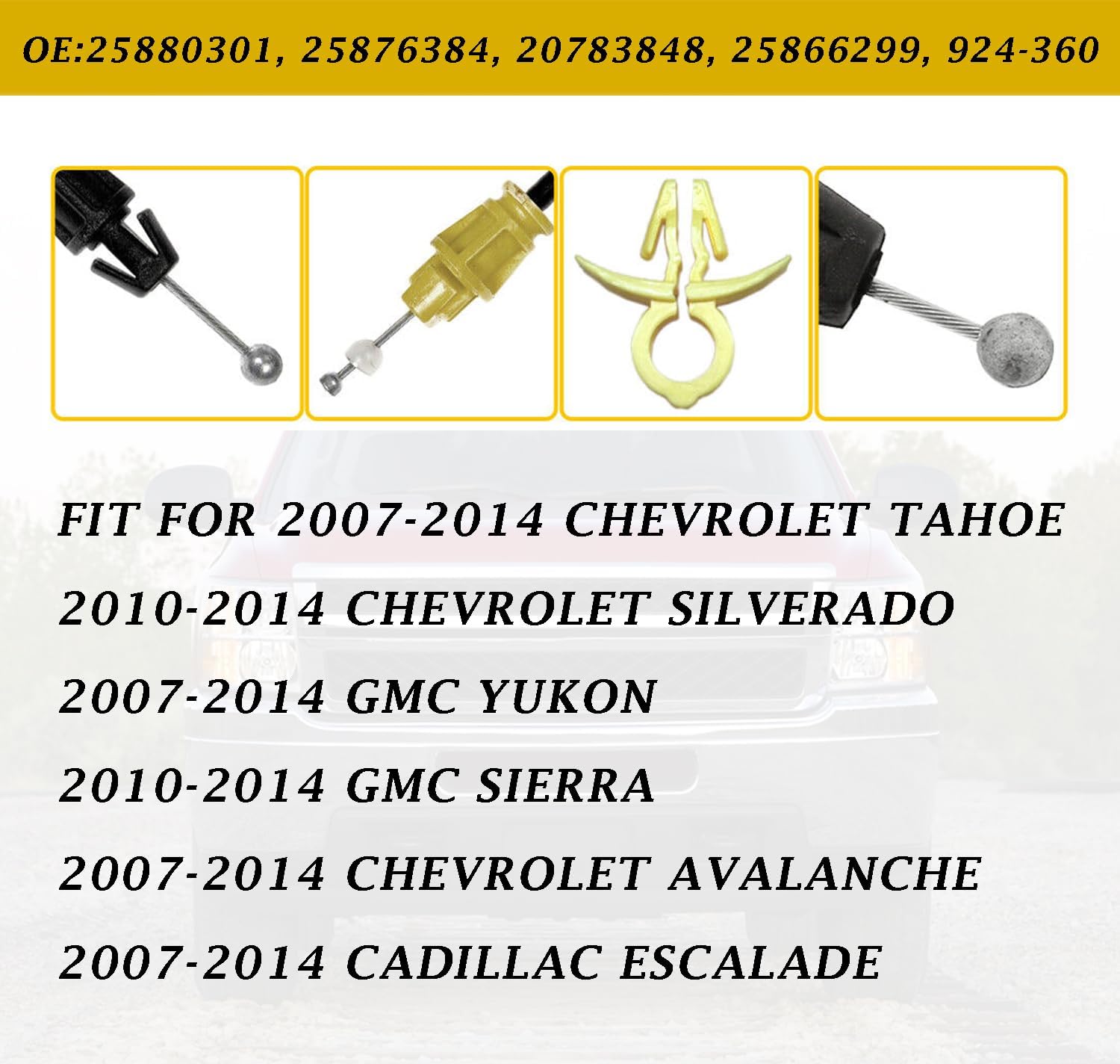ANP PUAUTO 25880301 25876384 924-360, cable de pestillo de puerta de 16.5 pulgadas, cable de liberación del pestillo de manija interior para Chevy