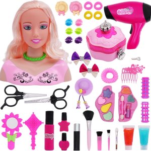 KonHaovF Cabeza de muñeca para peinar el cabello y maquillaje para niñas pequeñas, muñeca pequeña con accesorios para el cabello para niñas, KonHaovF Cabeza de muñeca para peinar el cabello y maquillaje para niñas pequeñas, muñeca pequeña con accesorios para el cabello para niñas,