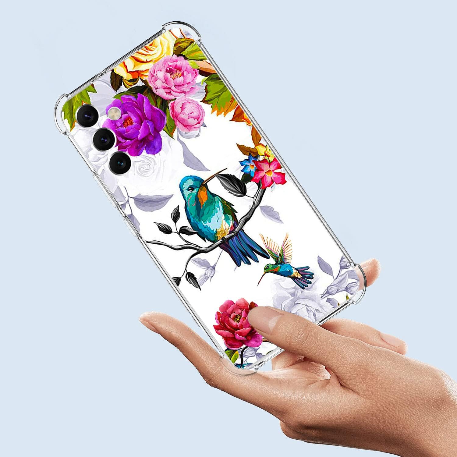 Beaucov Funda para Galaxy A54 5G, colibrí en flores, protección contra caídas de pájaros, a prueba de golpes, carcasa protectora de cuerpo completo