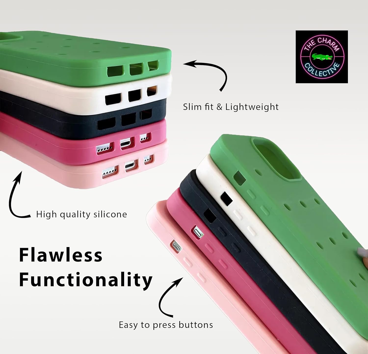 Charm – Funda protectora para iPhone, funda de teléfono personalizada, funda protectora de cuerpo completo delgada y ligera de silicona, funda
