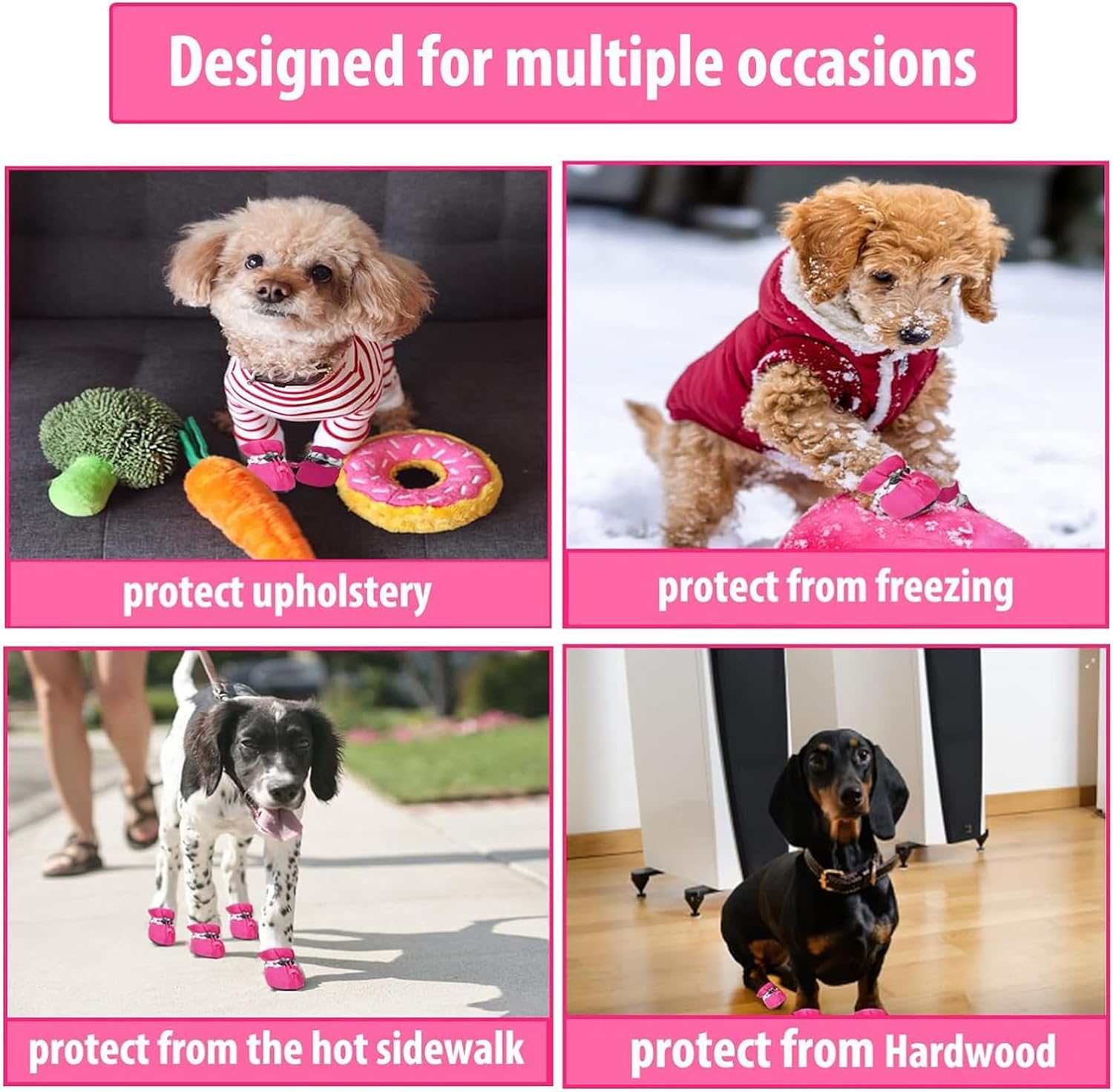 Zapatos para perros pequeños y medianos y protectores de patas de cachorros, botines para perros para botas de pavimento caliente, antideslizantes,