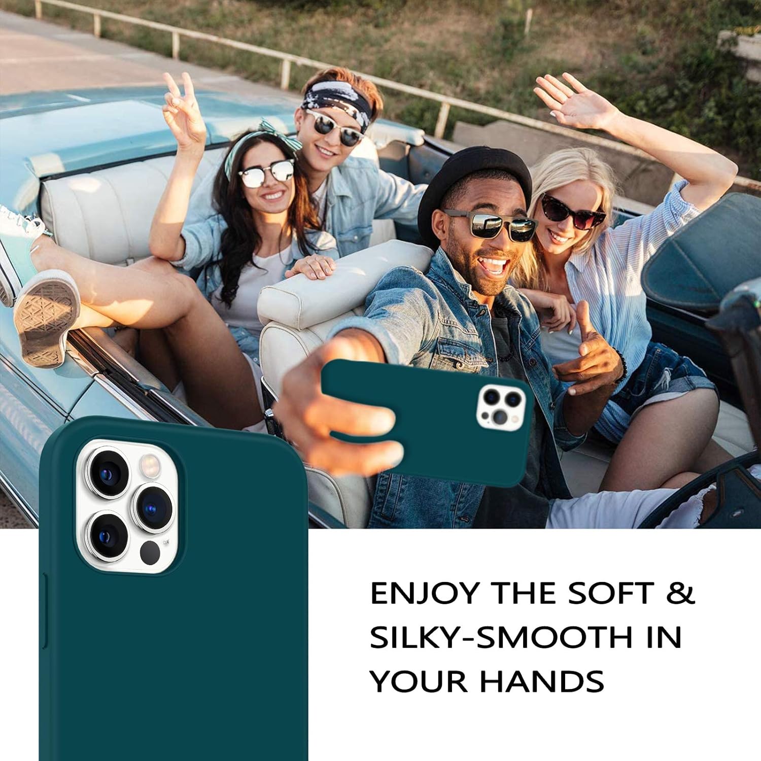 GUAGUA Funda compatible con iPhone 12 Pro Max de 6.7 pulgadas, 5G, silicona líquida, goma de gel suave, delgada, forro de microfibra, funda de cojín