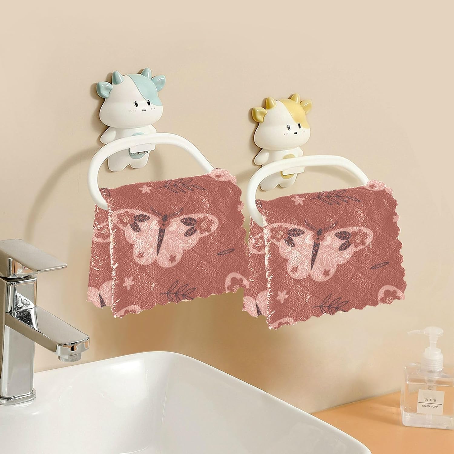 Floral Folk Art Butterfly Quality Print Towels for Drying Dishes Fast Drying Set of 6 Microfiber Absorbant Towel for Restaurant Coffee