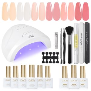 GAOY Kit de esmalte de uñas de gel con luz UV, 6 colores blanco lechoso x gelatina nude esmalte de gel con capa superior brillante y mate y capa GAOY Kit de esmalte de uñas de gel con luz UV, 6 colores blanco lechoso x gelatina nude esmalte de gel con capa superior brillante y mate y capa