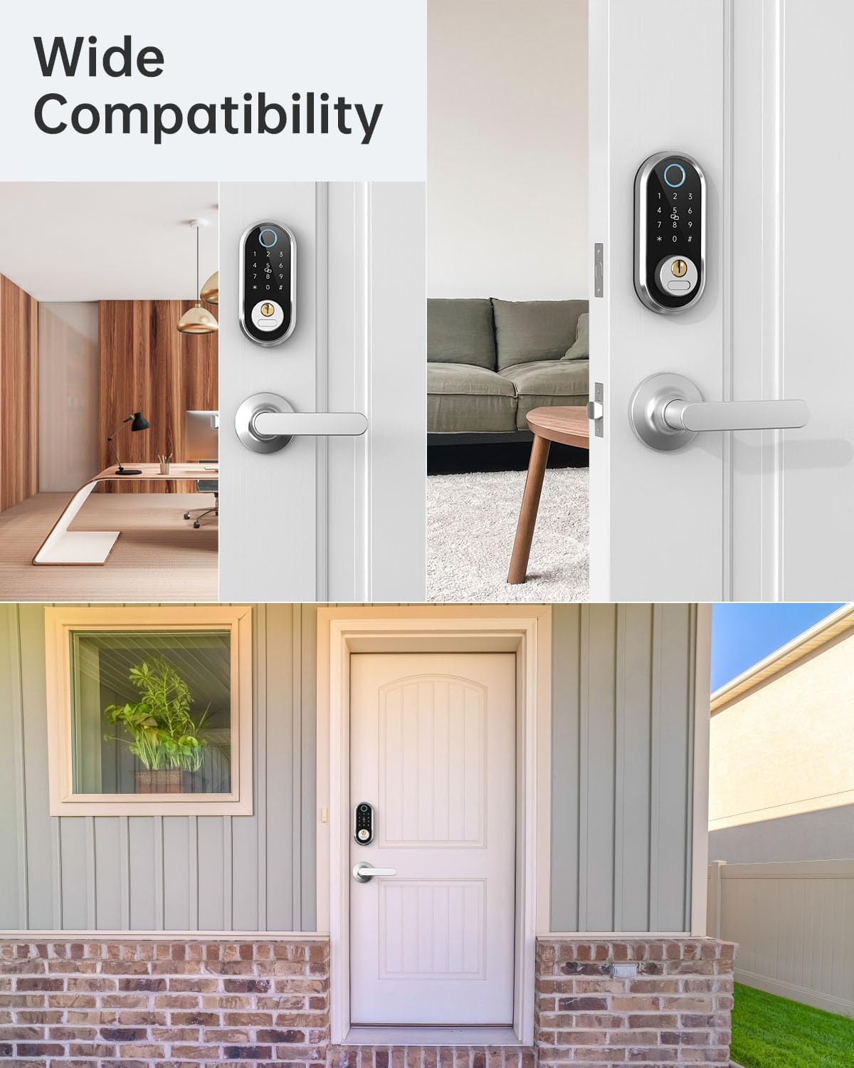 smonet Pro Smart Fingerprint – Juego de cerraduras para puerta delantera, biométrico, pantalla táctil, Bluetooth, electrónica, con asa, para el