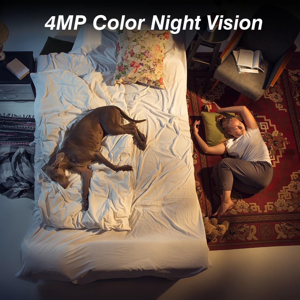 Paquete de 2 cámaras de seguridad 2K para seguridad del hogar, cámara interior WiFi de 4 MP con visión nocturna a color, detección de movimiento AI,