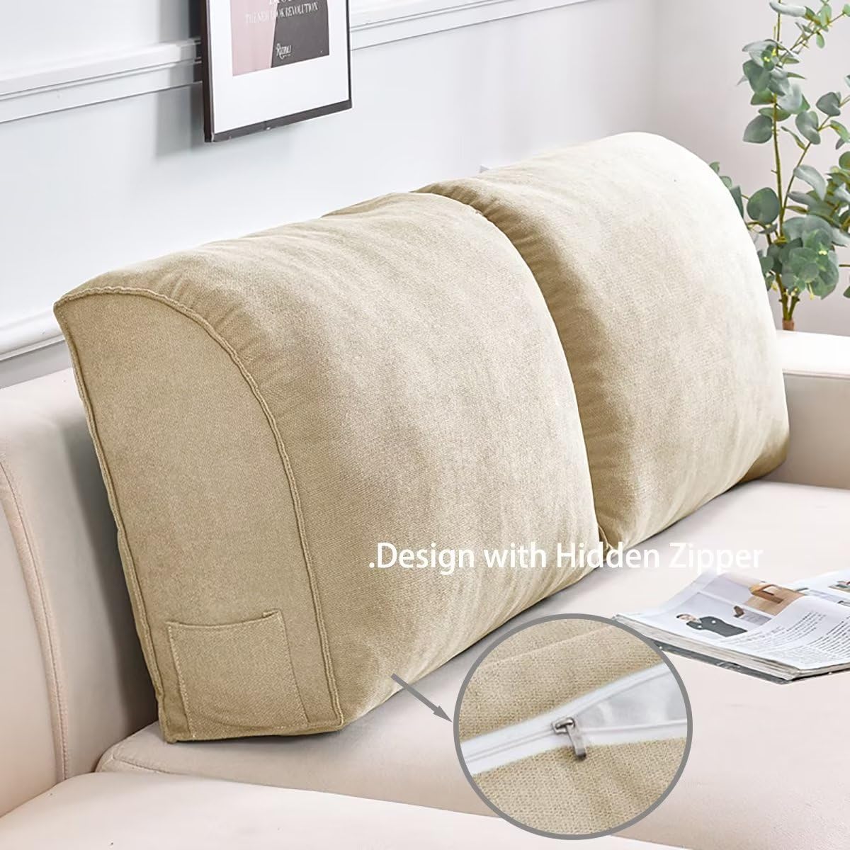 Almohada de cuña para cabecero de lectura, para sentarse en la cama, cojín triangular para respaldo, soporte lumbar y espalda, almohadas tapizadas