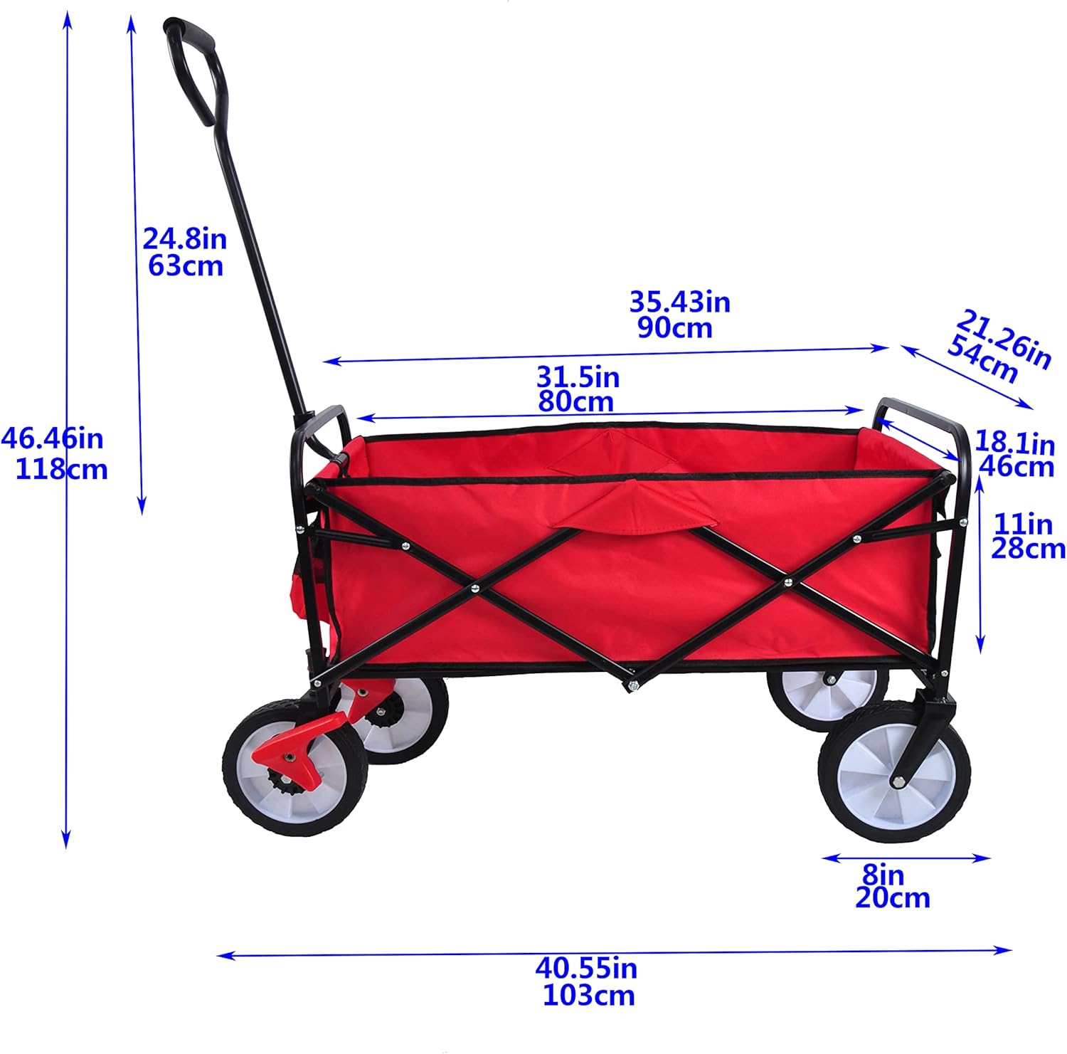 Carro multiusos plegable para jardín al aire libre, carrito de playa, carrito plegable de camping, carrito de compras, carrito de playa, 40.55 x