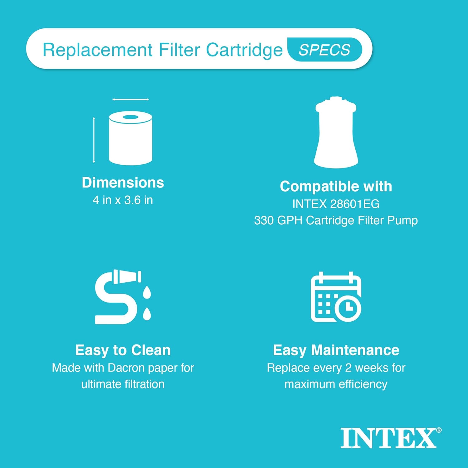 Intex 29007E Repuesto de cartucho H para filtro de alberca, 6unidades