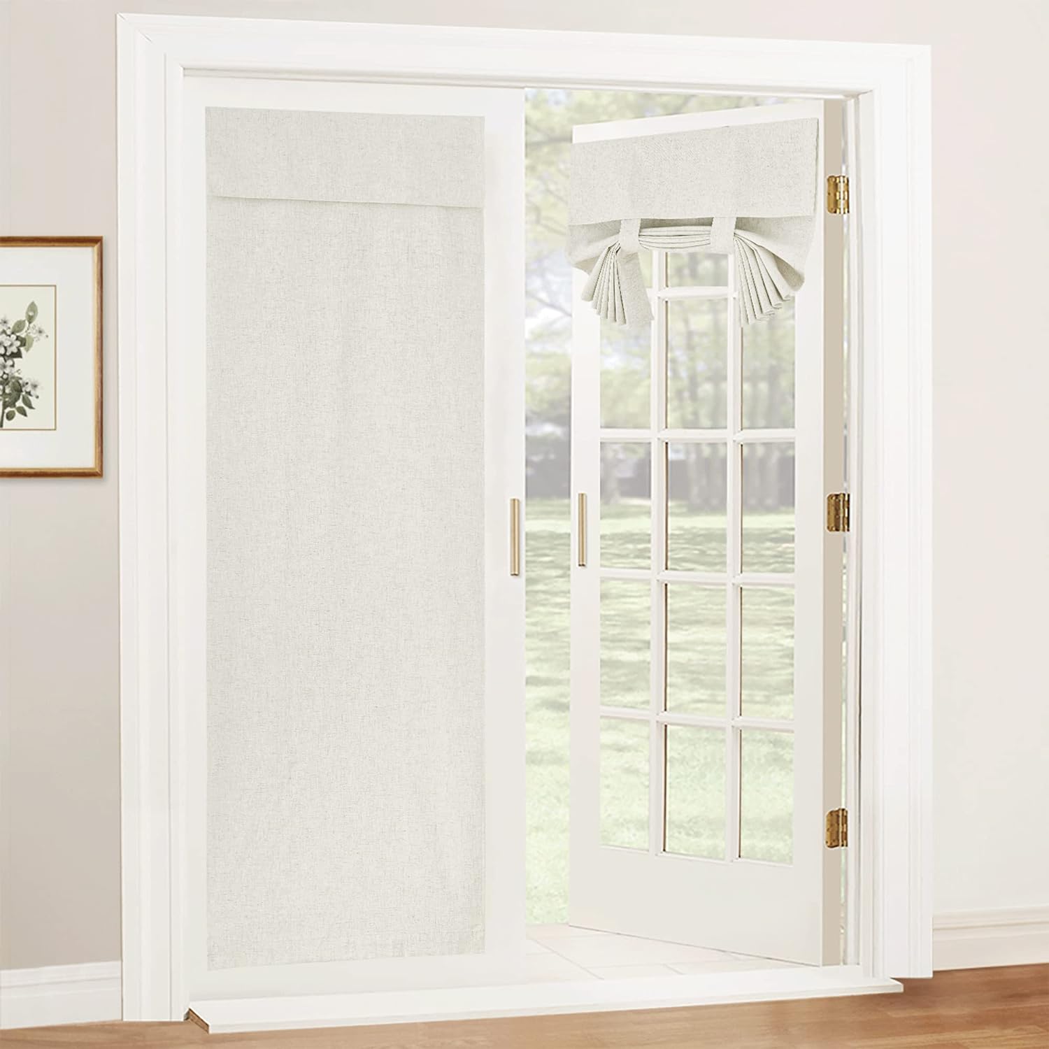 RYB HOME – Cortinas 100% opacas para puerta Tricia, mezcla texturizada de lino, aislamiento térmico, privacidad, ventana de puerta francesa,