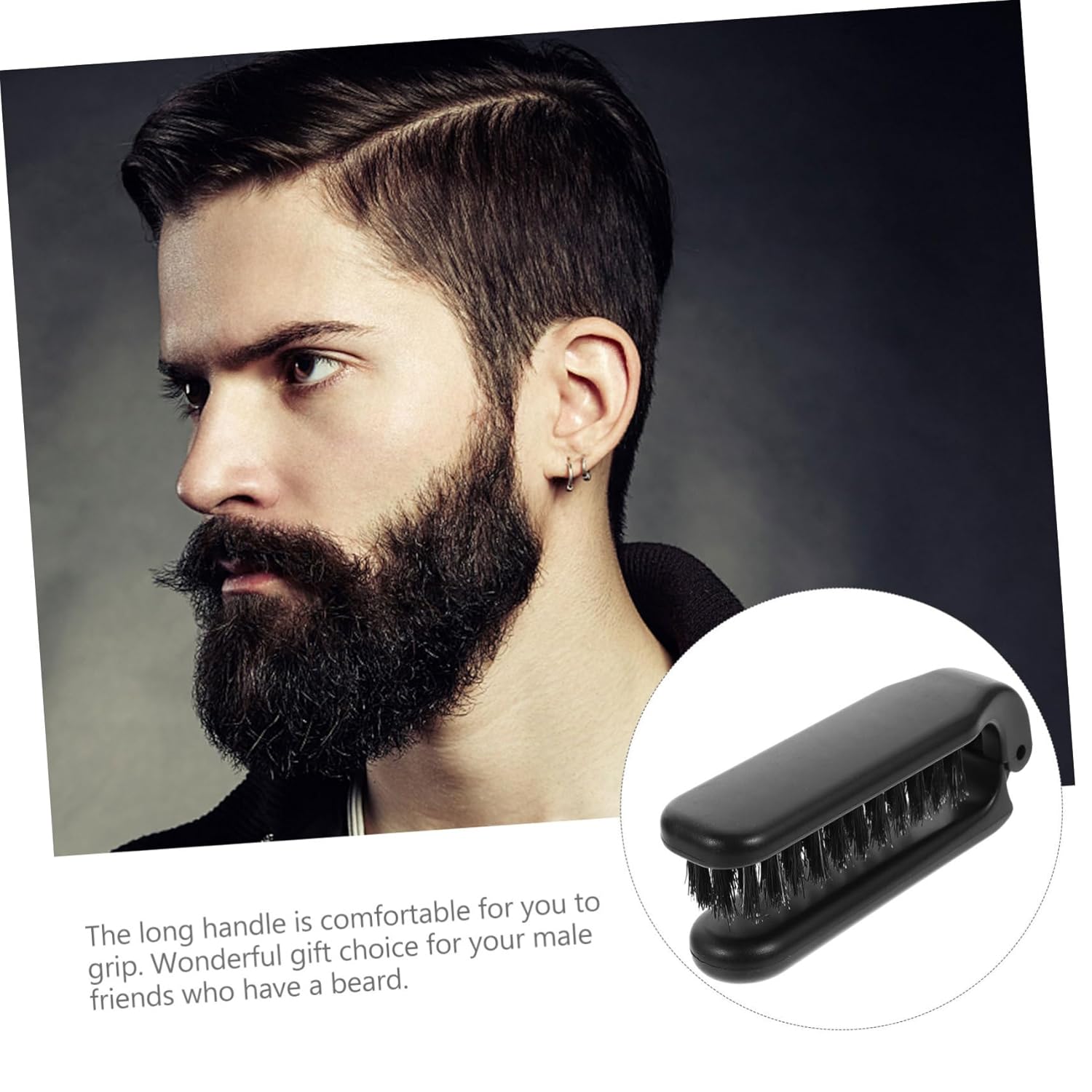 FOMIYES Cepillo plegable para barba, cepillo de pelo de bolsillo, cepillo de limpieza para barba, cepillo de aseo de barba plegable para cabello,