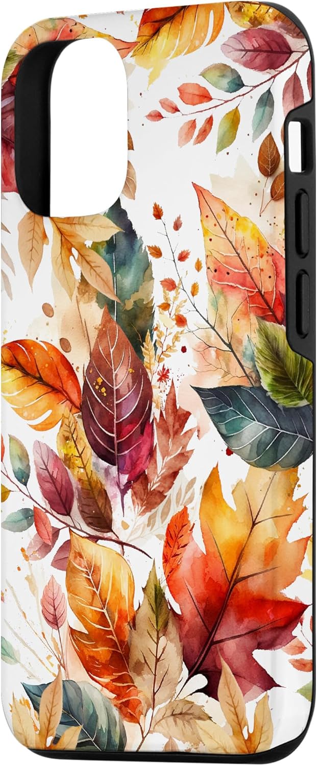 Funda para iPhone 13 Pro Aesthetic Autumn Fall Colorful Leaves Watercolor Art