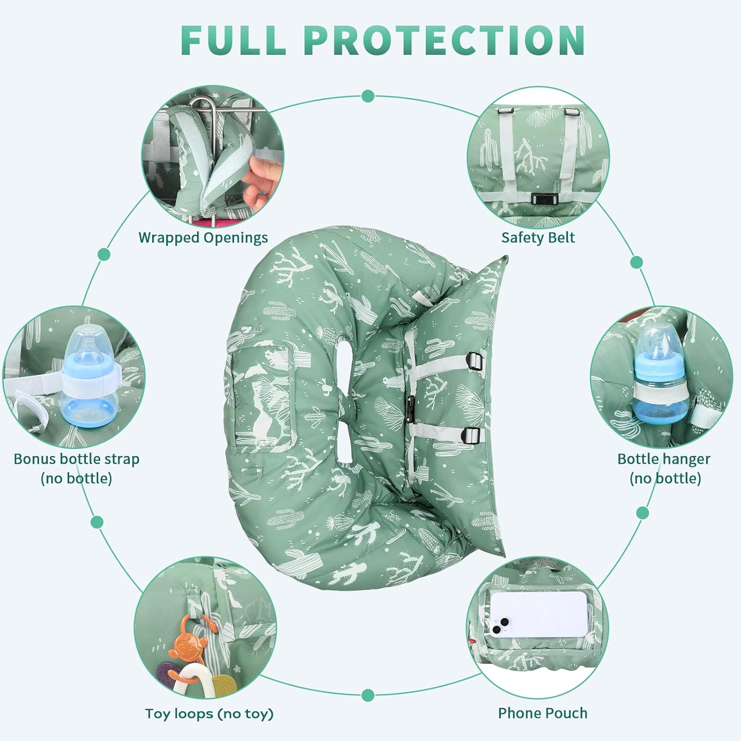 Yoofoss Funda para carrito de compras para bebé, funda para silla alta 2 en 1 con arnés de seguridad, fundas de carrito multifuncionales para niños